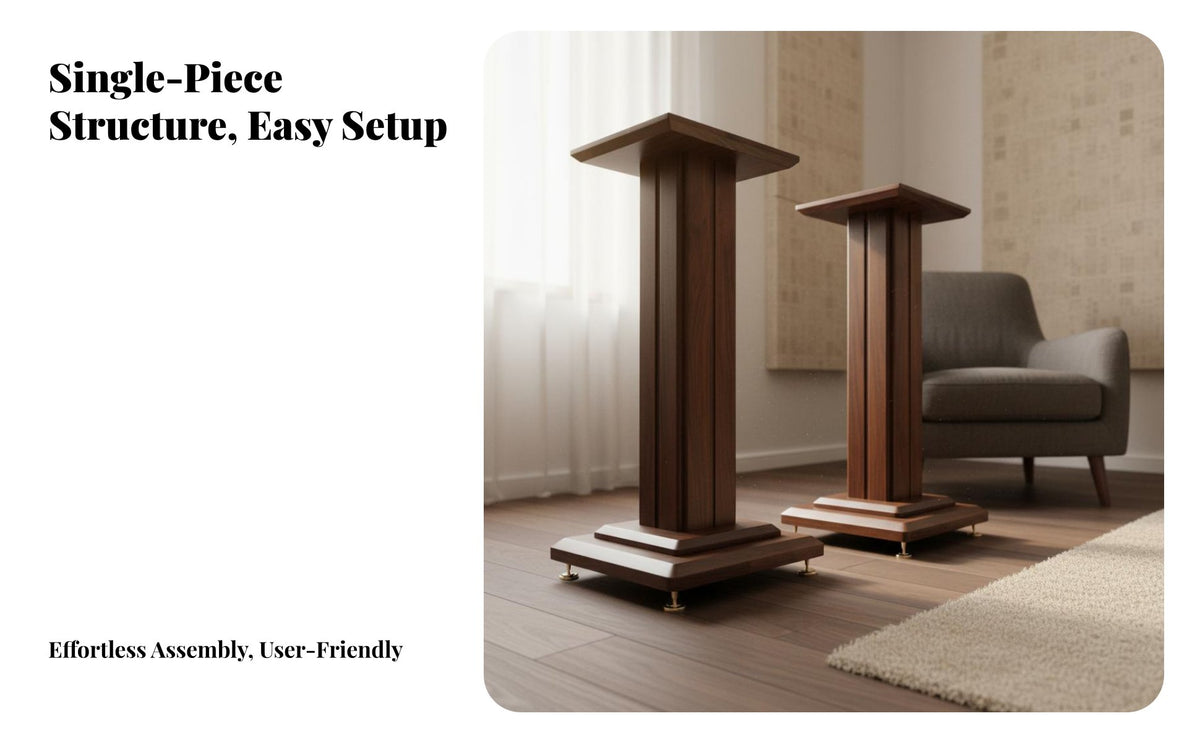 2 Pieces Wooden Speaker Stand Shock Absorption Floor Speaker Stand Vibration Reducing Studio Speaker Stands for Audiophiles, Home Theater Enthusiasts