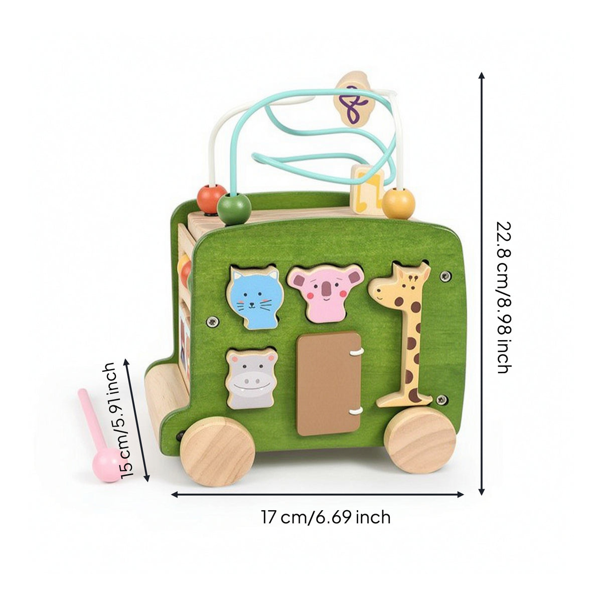 Educational Wooden Activity Cart Learning Wooden Busy Box Cart Interactive Activity Play Cube Safe for Babies, Nursery