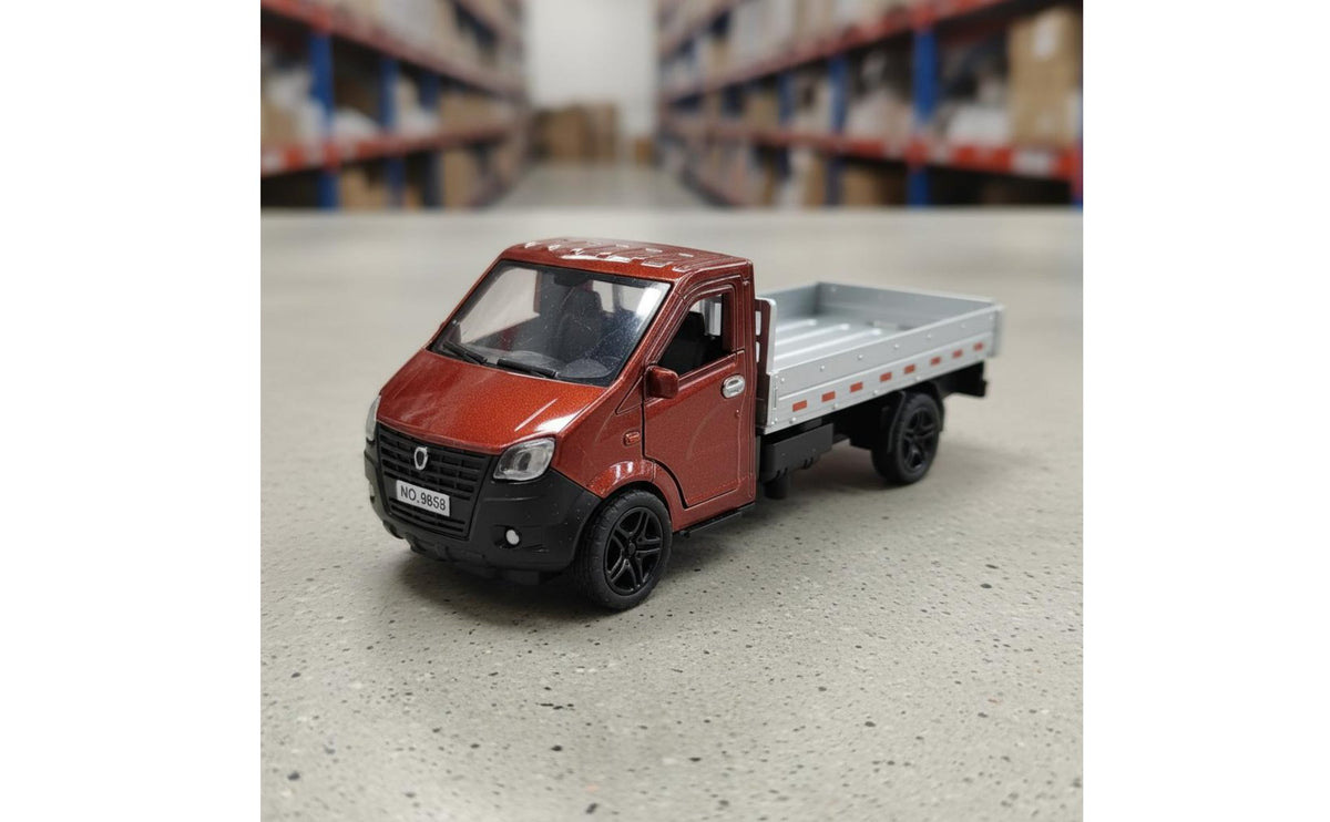 Alloy Delivery Truck Toy Opening Doors Die-Cast Model Truck Realistic Design Single Cab Pickup Model for Kids, Boys, Desk Decoration, Sandbox Play