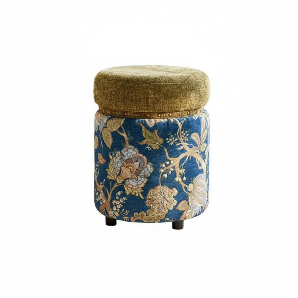 Vintage Design Round Pouf Multi-Functional Round Floral Pouf Comfortably Padded Household Furniture Sturdy Construction for Homeowners, Families, Living Room, Vanity, Bedroom, Entryway