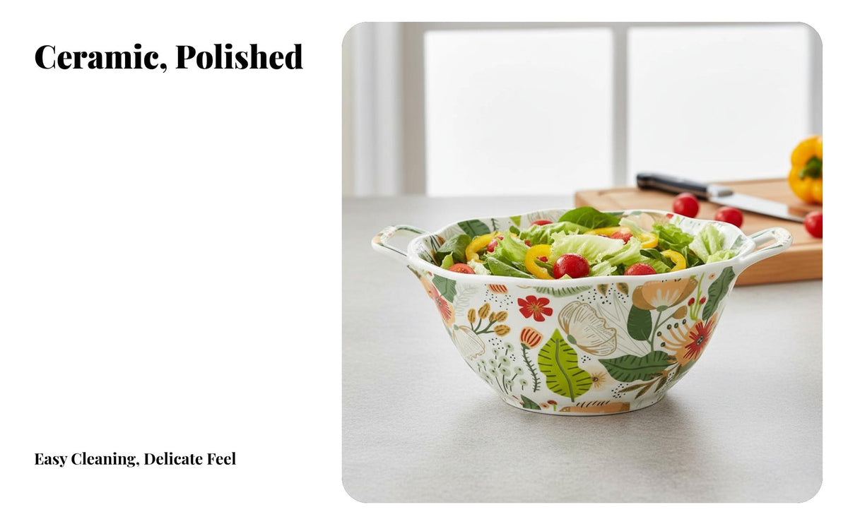 Ceramic Dinnerware Set, Floral Pattern, Multi-Color Bowls and Plates, Country Style Tableware