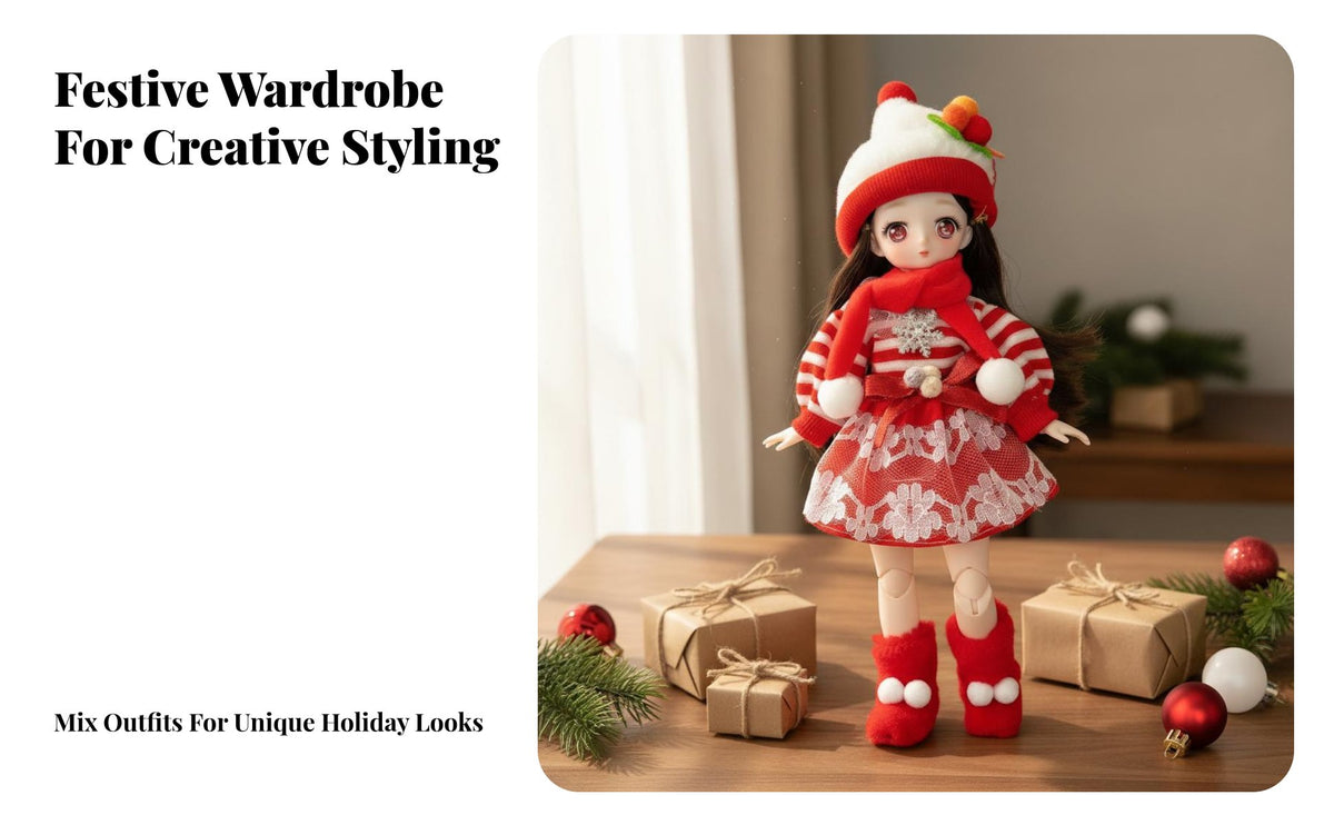 30cm BJD Doll Outfit Festive Design Christmas Doll Clothes Adorable Design for Girls