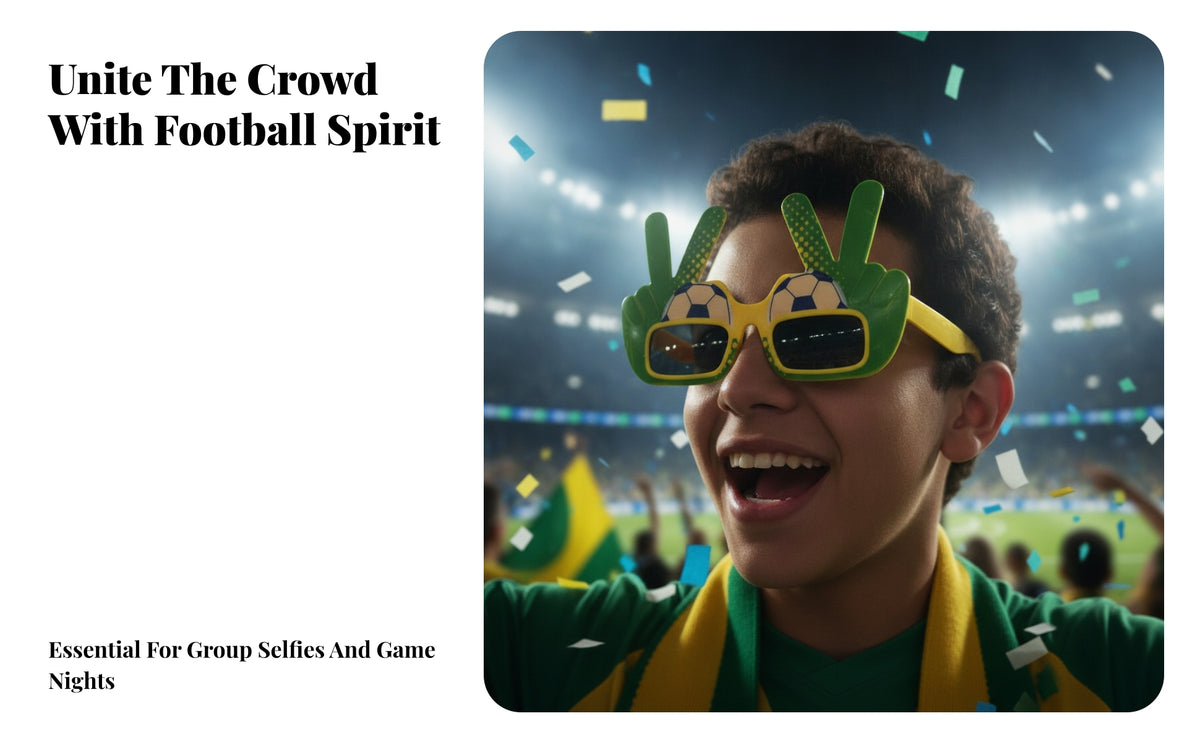 Yellow Edging Brazil Football Glasses Rectangular Lenses Hand Sign Glasses Oversized Frame Themed Eyeglasses Lightweight