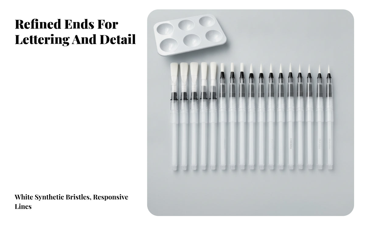 12 Pieces Fillable Water Pen Pen | Refillable, Watercolor Brush Pen, for Travel Sketching