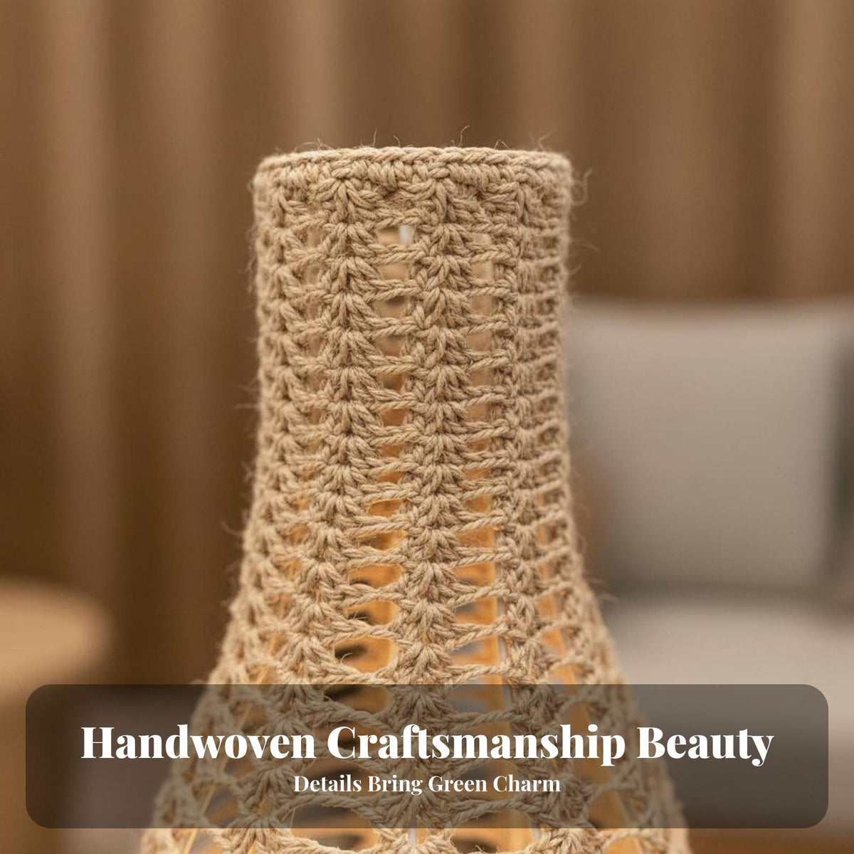 Rope Lamp Cover Handmade Macrame Pendant Light Shade Look Woven Pendant Lampshade for Restaurant, Living Room, Bedroom