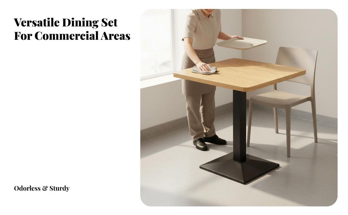 Takeout Dining Set Easy to Clean Restaurant Table and Chair Set Sturdy Construction Stylish Eatery Furniture for Families, Hosts, Kitchen, Office