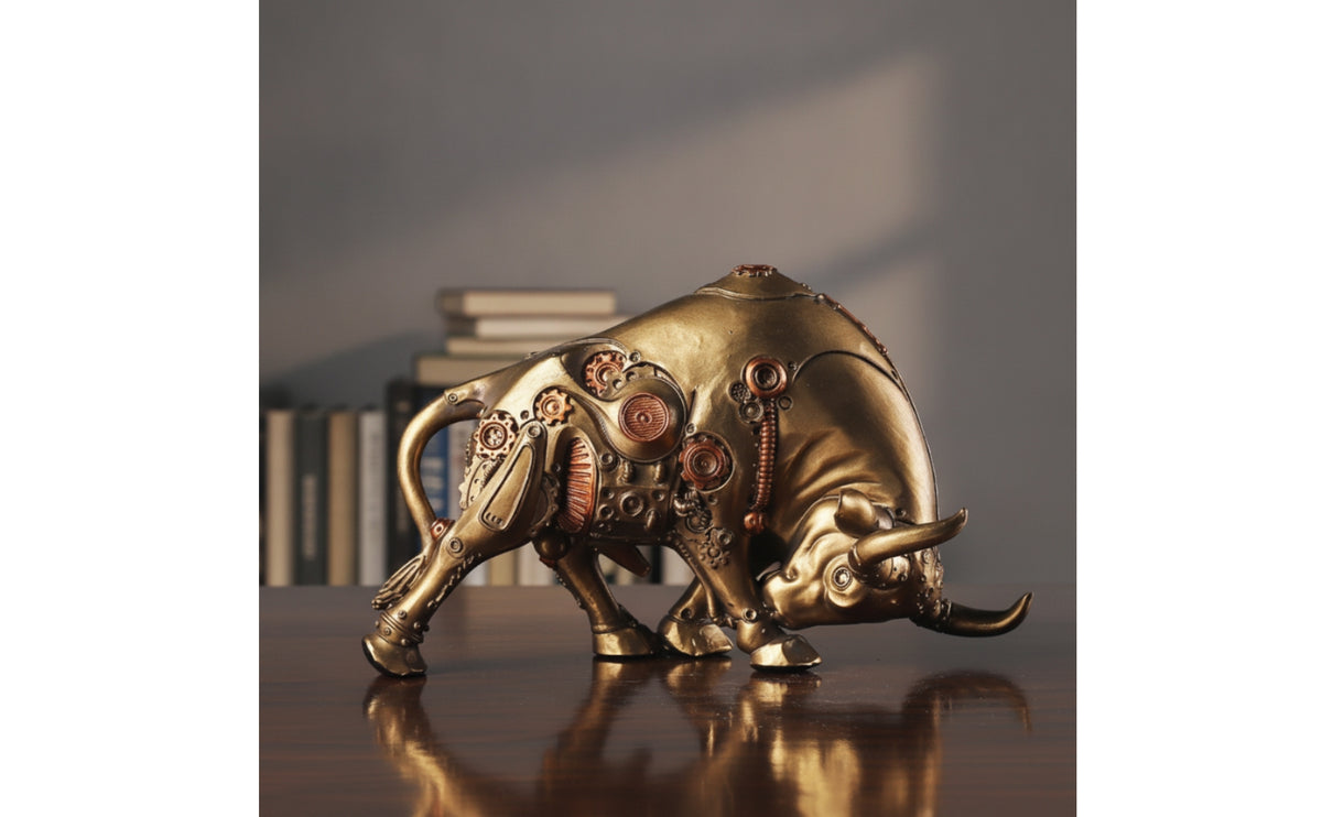 Mechanical Bull Figurine Steampunk Bull Figurine Ornament for Bookshelf