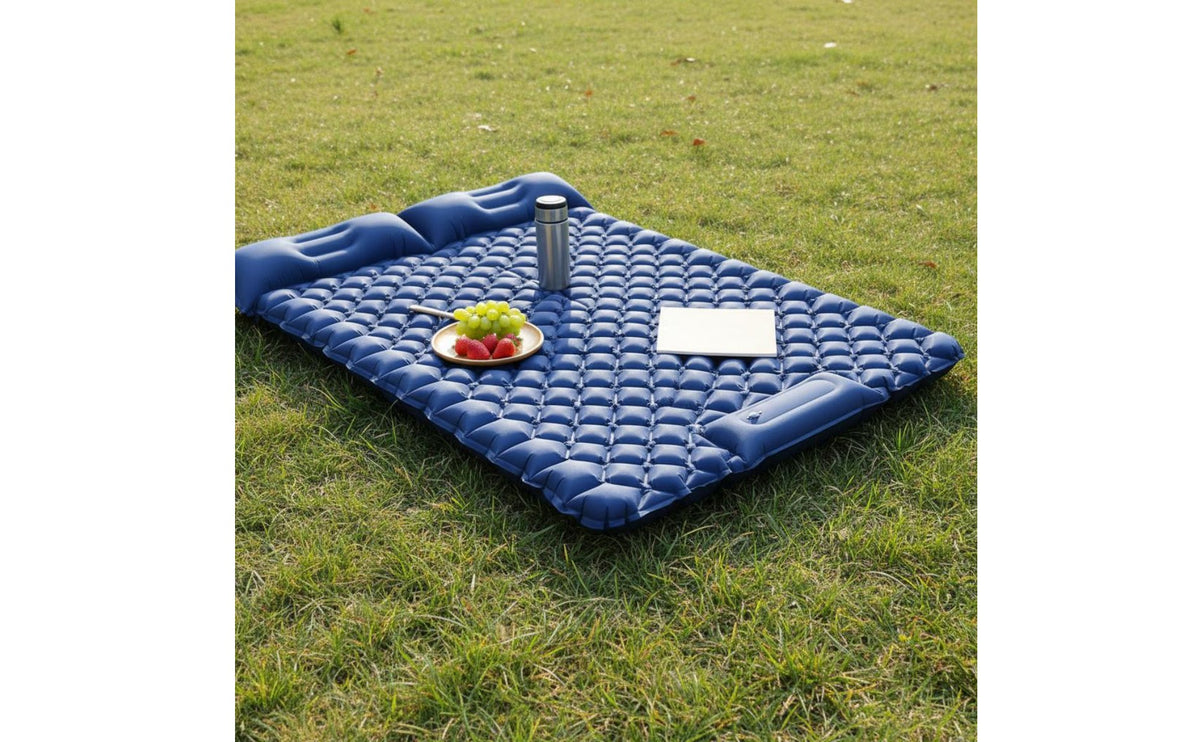 Ultralight 2 Person Camping Air Mattress Compact Double Inflatable Sleeping Pad Waterproof Inflatable Mat with Built-in Pump Tear-Resistant for Couples, Campers, Outdoor, Tent, Picnic