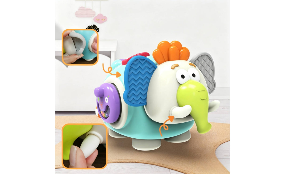 Tactile Sensory Elephant Textured Elephant Toy Colorful Fine Motor Toy Interactive for Babies, Toddlers, Travel, Car Seat, Stroller