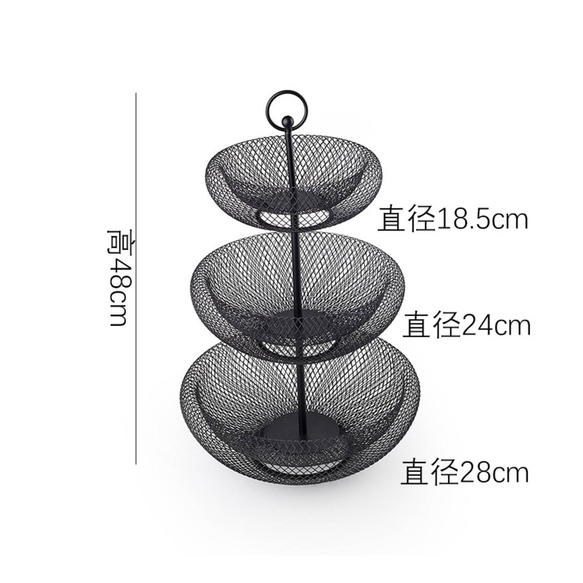 Nordic Design Tiered Fruit Basket Ventilated Airflow Metal Fruit Bowl Stand Rust-Proof Countertop Snack Holder Hand-Welded for Office, Parties