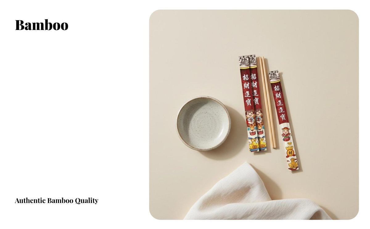 Disposable Bamboo Chopsticks, Carbonized, Split Design, Individually Wrapped, Restaurant, Takeout, Customizable