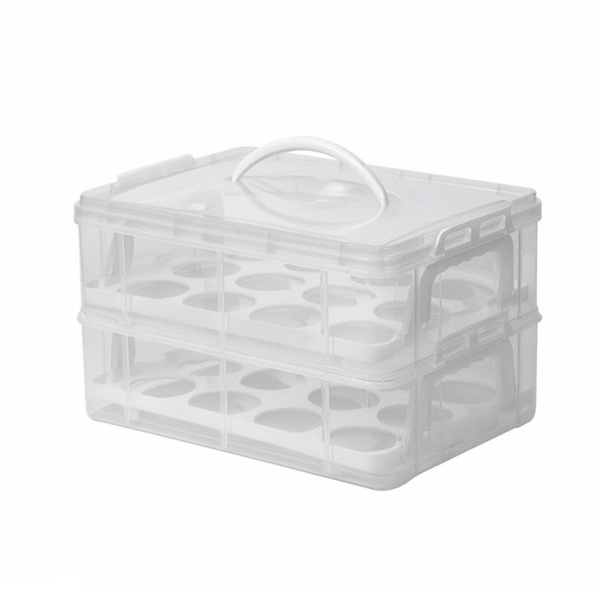 Cupcake Carrier Box with Handle, Plastic Portable Dessert Stand Storage and Transport Container for Muffins