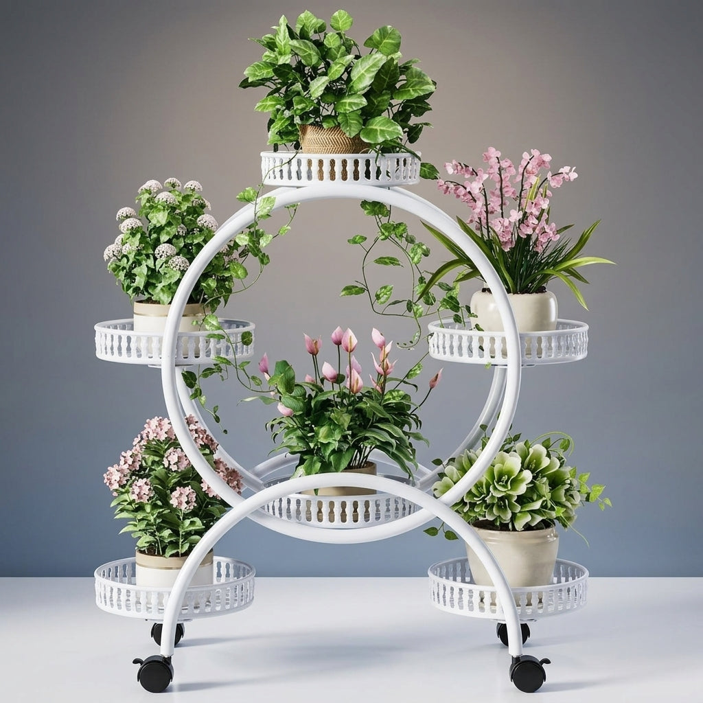 Plant Stand for Indoor Plants, 7-Tier Multi-level Circular Plant Stands Indoor, Tall Plant Pot Stand for Living Room, Modern Minimalist Style