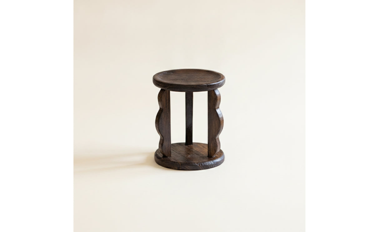 Display Stand with Round Base Rustic Tiered Display Stand Tranquil-Wooden Look Riser for Tea Lovers