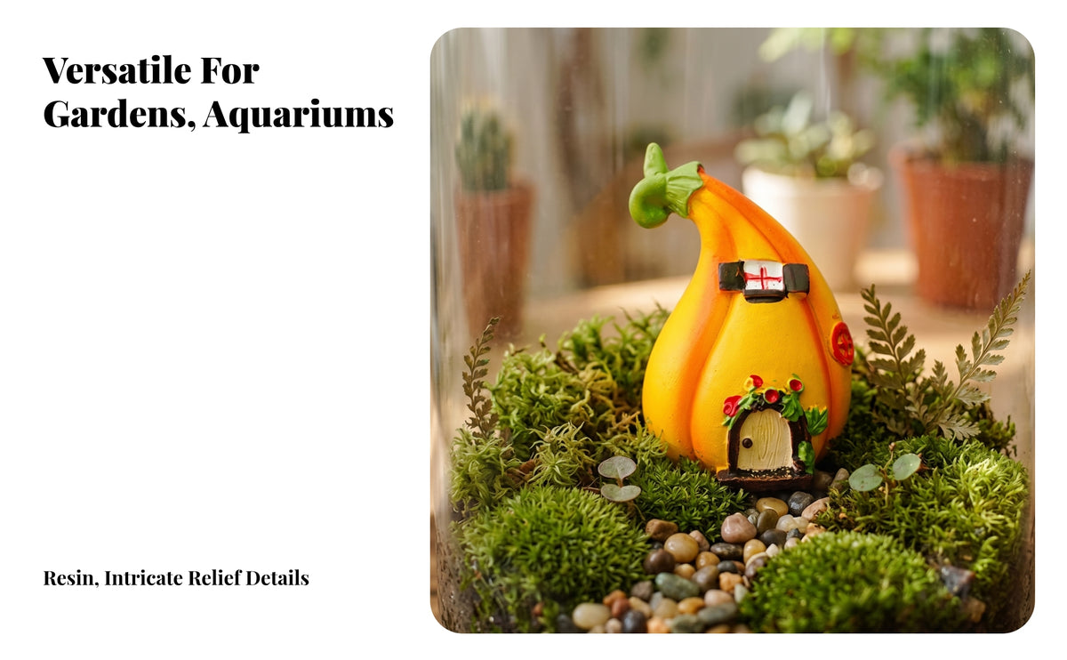 Miniature Ornaments | Hand-Painted Floral Details, Pumpkin House Figurine, Pumpkin House, for Micro-Landscapes