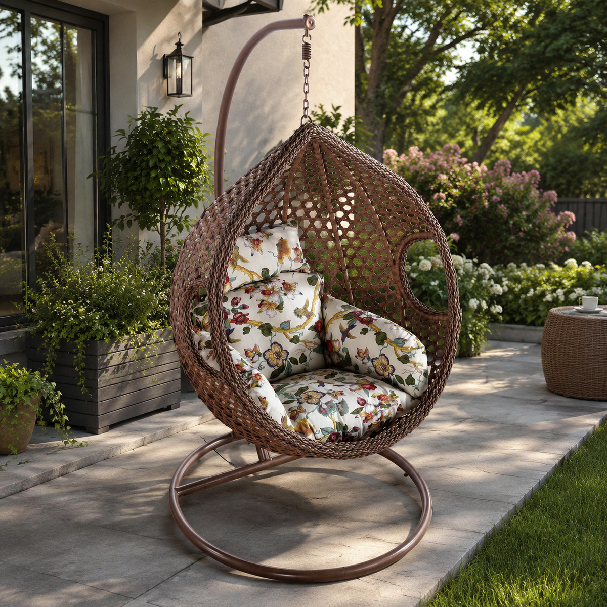 Egg-Shaped Hammock Chair, Large, Freestanding, PE Rattan, Balcony, Outdoor Use