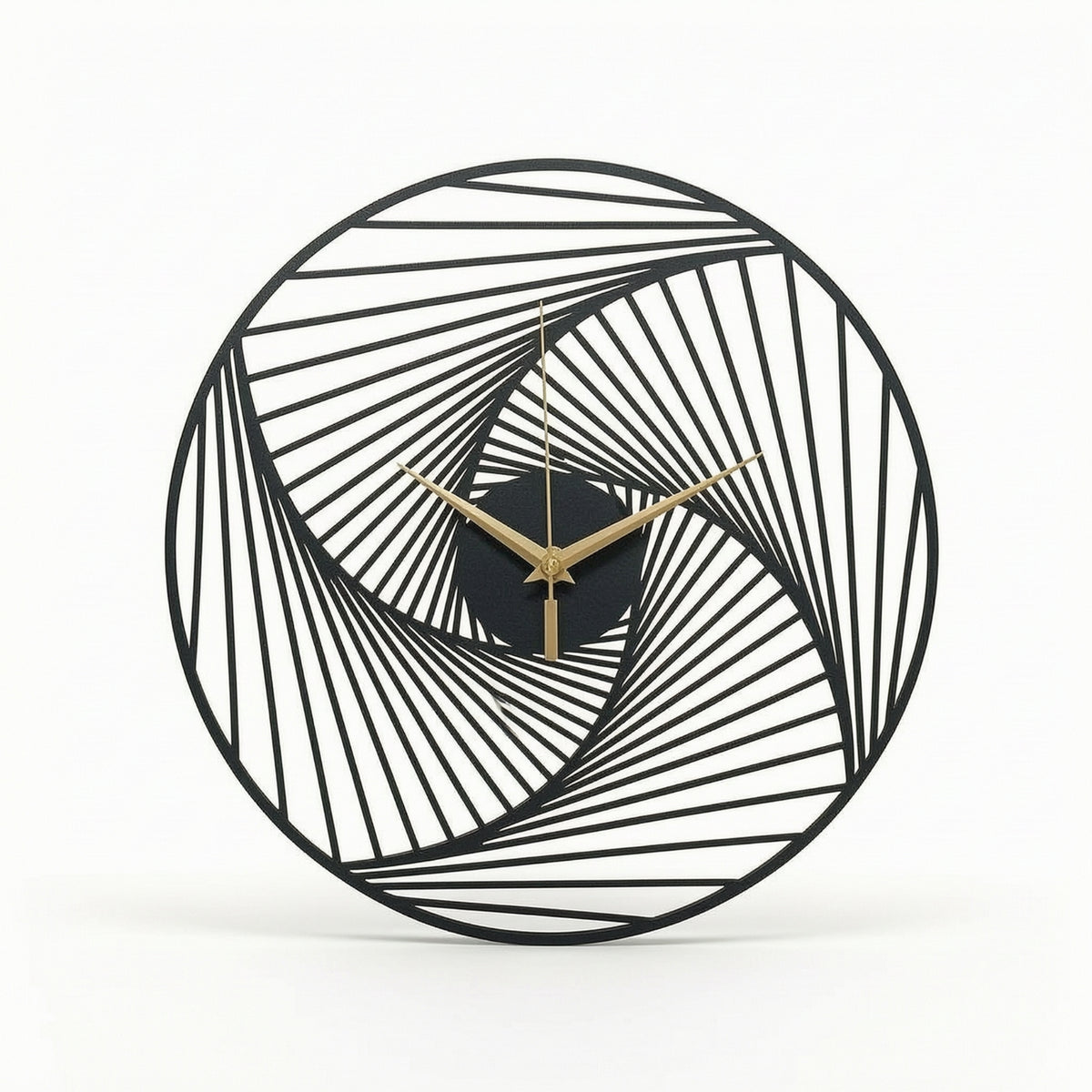 Metal Wall Clock Black Clock with Openwork Frame Modern for Homeowners, Entryway