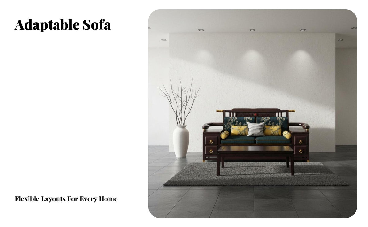 Asian design Couch and Table collection tranquil Aesthetic Multi-Piece Couch with Chaise All-Season Use Sofa Set for Families, Apartment Dwellers, Lounge Area