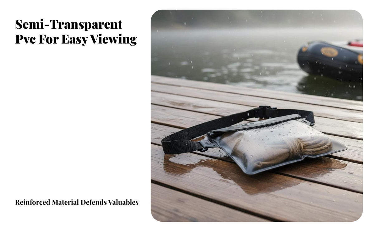 Waterproof Fanny Pack Thickened PVC Material Swimming Phone Protector Bag Adjustable Strap Three-Fold Watertight Pouch for Swimmers, Beachgoers