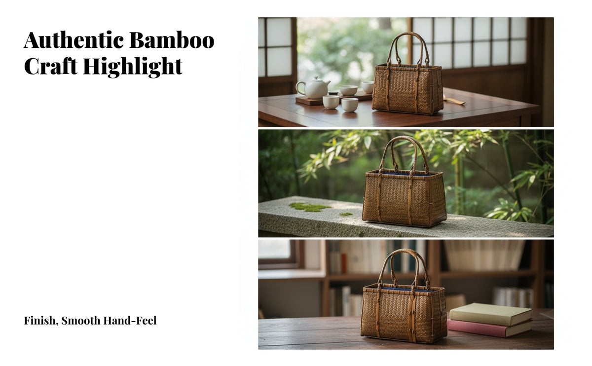 Vintage-Evocative Bamboo Woven Purse