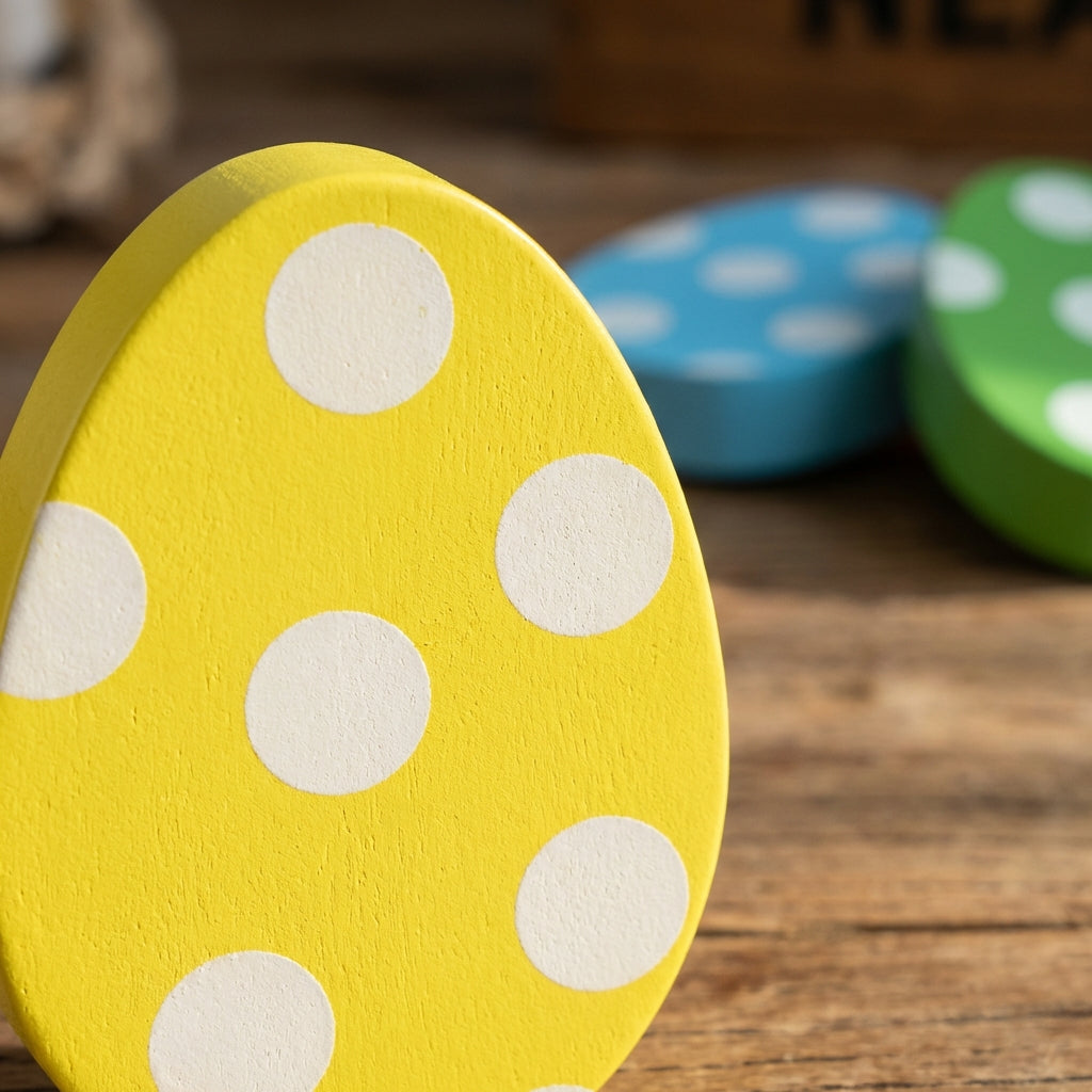 Polka Dot Egg Decoration Handcrafted Easter Egg Decoration Smooth Finish Spring Holiday Decor for Home Stylists, Living Room, Bookshelf, Office Desk
