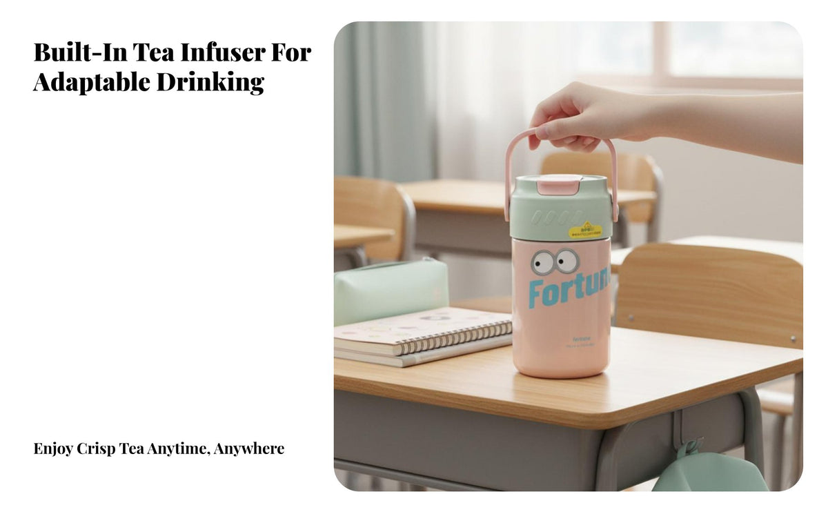 Insulated Water Bottle, Cute Portable Handle, Tea Infuser, Leakproof, 2024 New