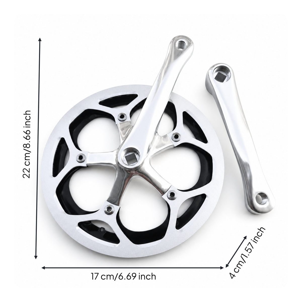 Single Chainring Crankset Square-Taper Crankset with Guard Loop 53T Chainring for Cyclists