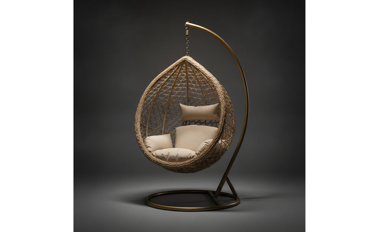 Cushioned Hanging Chair with Stand Comfortable Egg Chair with Stand Comfy Furniture Sturdy for Backyard