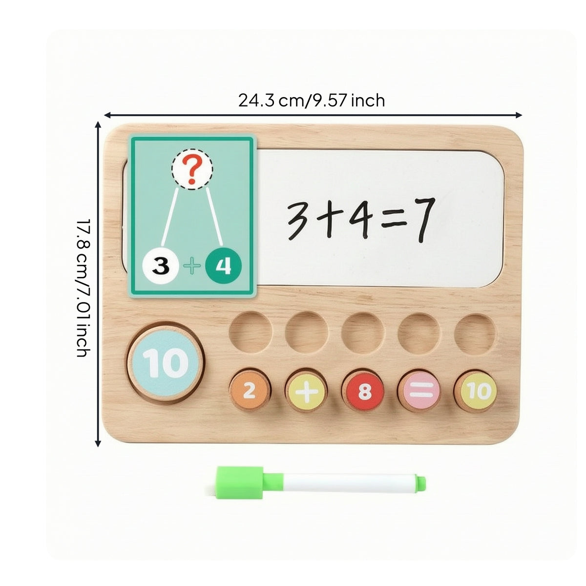 Child-Centered Counting Peg Board Numbers Wooden Math Board Cognitive Educational Toy Mathematical for Preschoolers, Homeschool