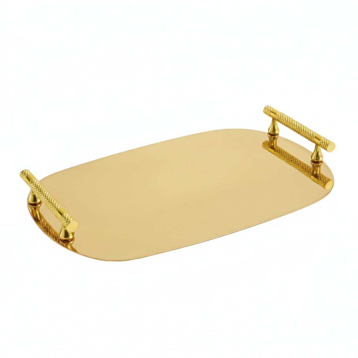 Mirror-Polished Serving Tray with Handles Decorative Stainless Steel Serving Tray Silver Platter Modern for Vanity