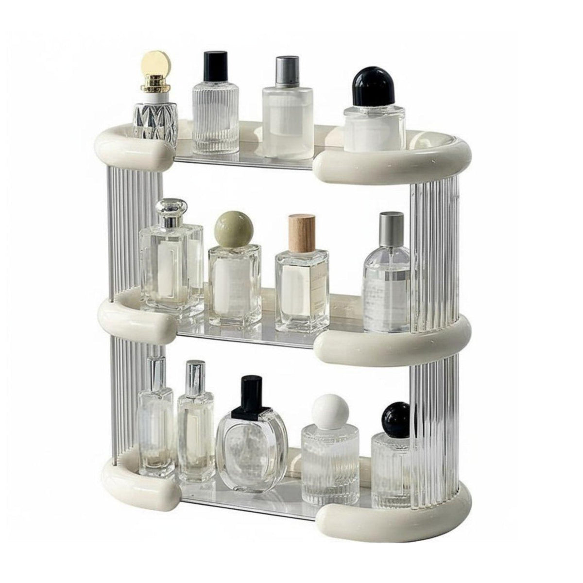 Wavy Tiered Display Shelf Transparent Cosmetic Holder Space-Saving for Bathroom