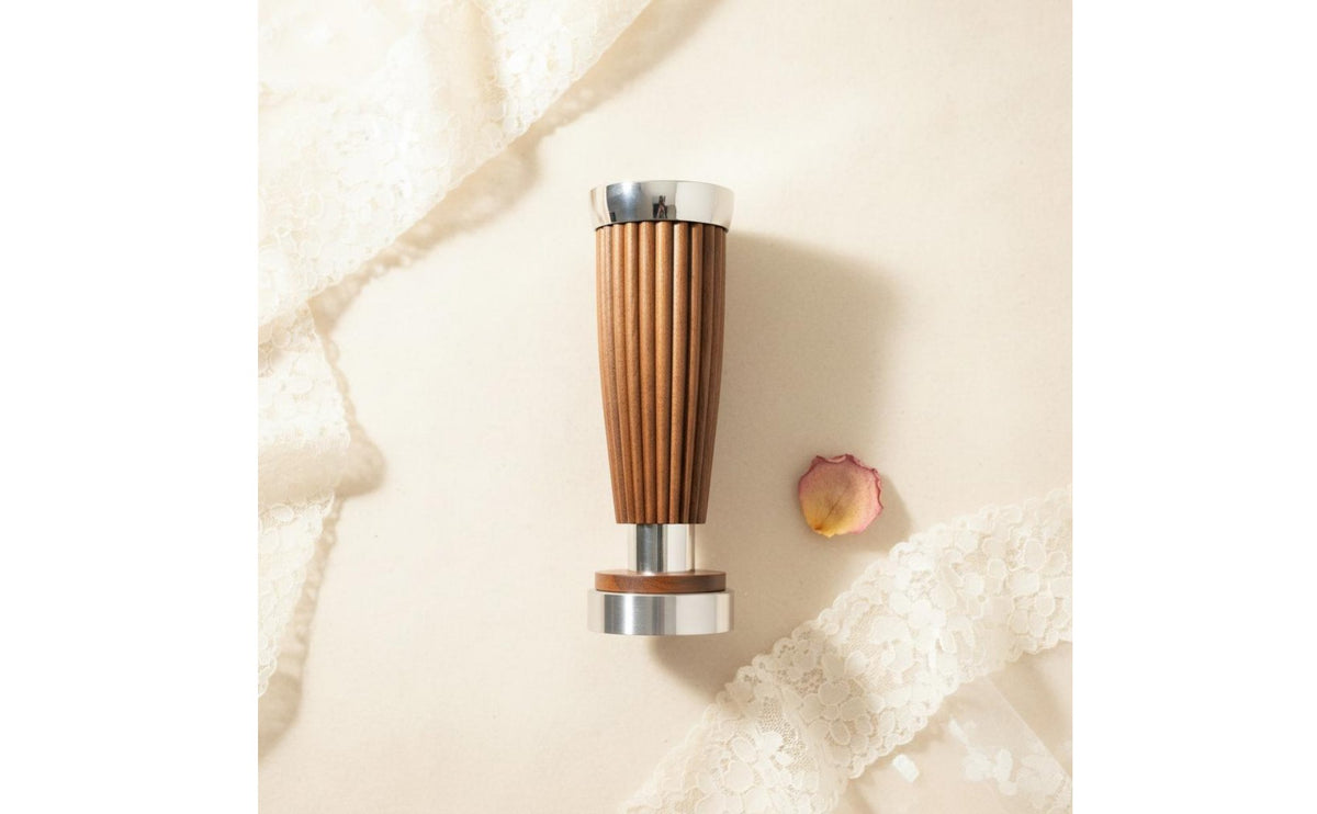 Walnut Wood Candle Holder Stainless Steel and Walnut and Metal Candlestick Polished Finish Candle Holder