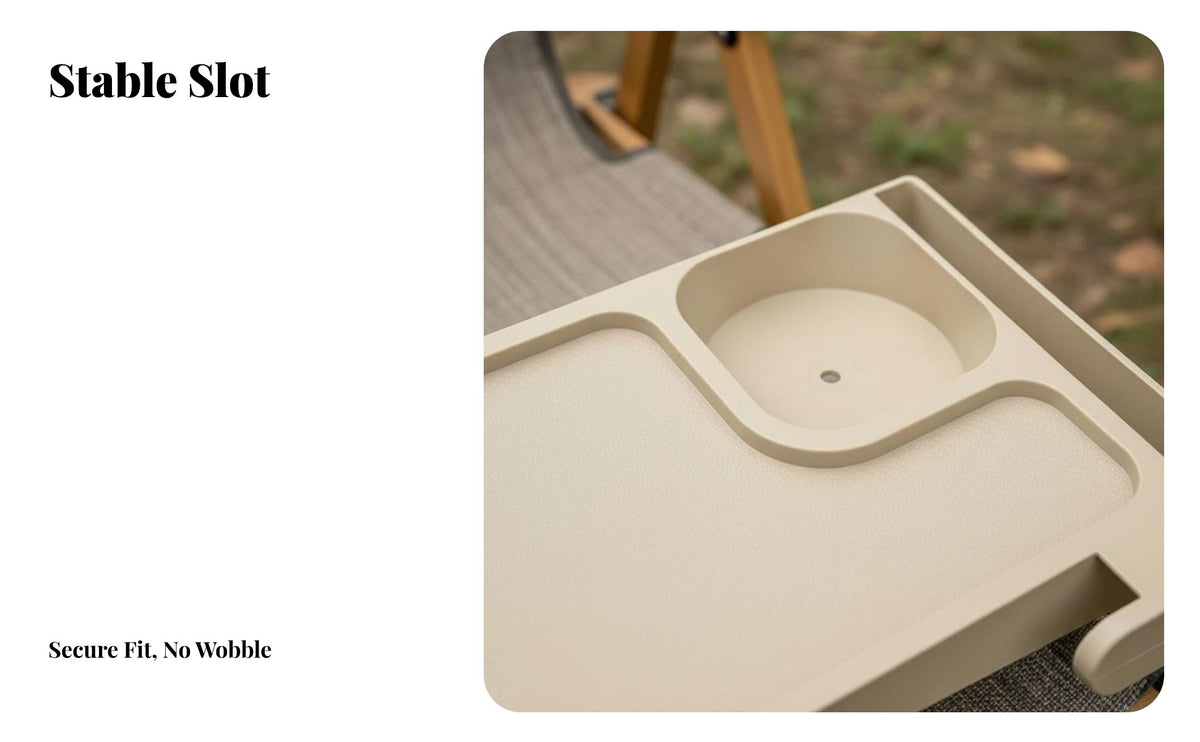Folding Camp Chair Snack Tray Universal Easy-Mount Bracket-on Side Tray Easy to Install Attach-on Side Table for Outdoor Enthusiasts, Fishermen, Patio