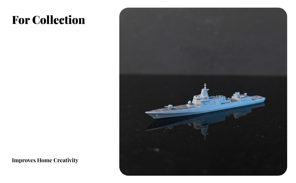 1:1500 Scale Warship Model High Detail Type 055 Warship Model No Assembly Required Display Warship for Car Dashboard Ornament, Office Decor