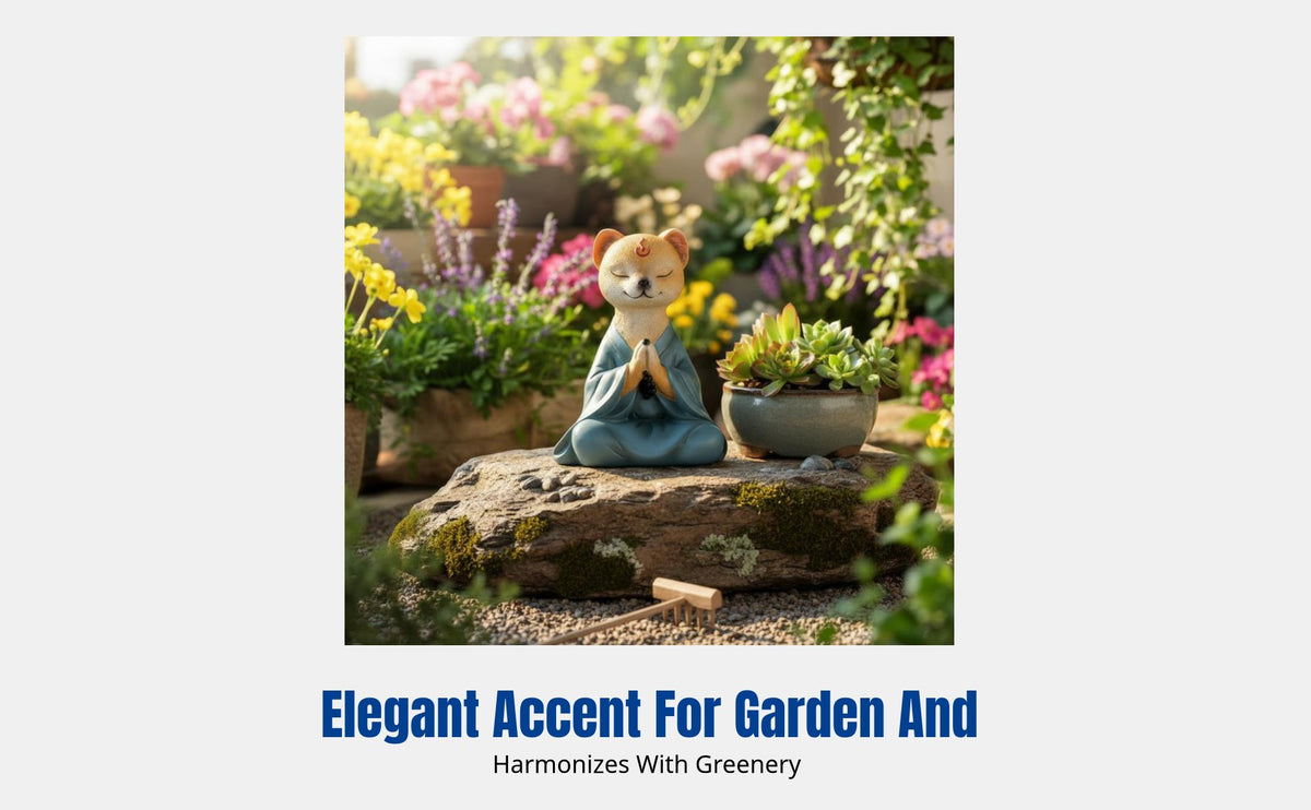 Meditating Snowy Dog Resin Figurine, Peaceful Garden Succulent Decor, Balcony & Car Decoration, Random Design