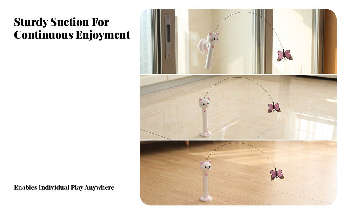 Interactive Cat Toy with Suction Cup | Standing Upright Design, Flexible Curved Rod, Cat Teaser with Suction Cup, for Smooth Floors