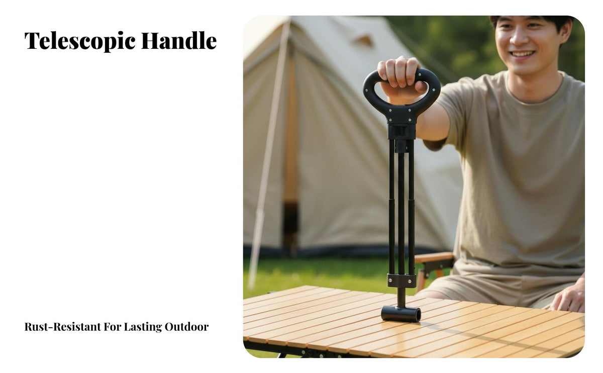 Wagon Handle with Telescopic Rod Extendable Telescopic Pull Handle Black Metal Accessory for , Gardeners, Camping, Outdoor, Yard