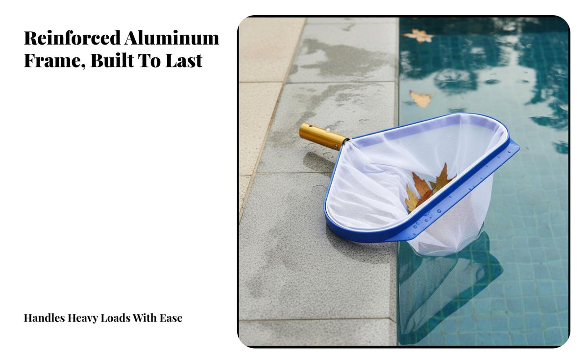 Swimming Pool Net Sturdy Frame Fine Mesh Pool Cleaning Net Reinforced Structure Deep Bag Skimmer Head for Spas, Heated Pools