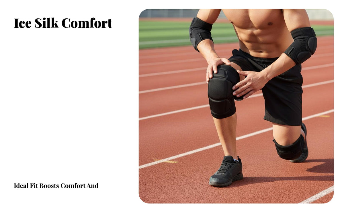 Knee and Elbow Pad Set Windproof Sports Elbow Brace Shock Absorption Adult Guarding Gear Set for Adults, Athletes, Bicycling, Skateboarding