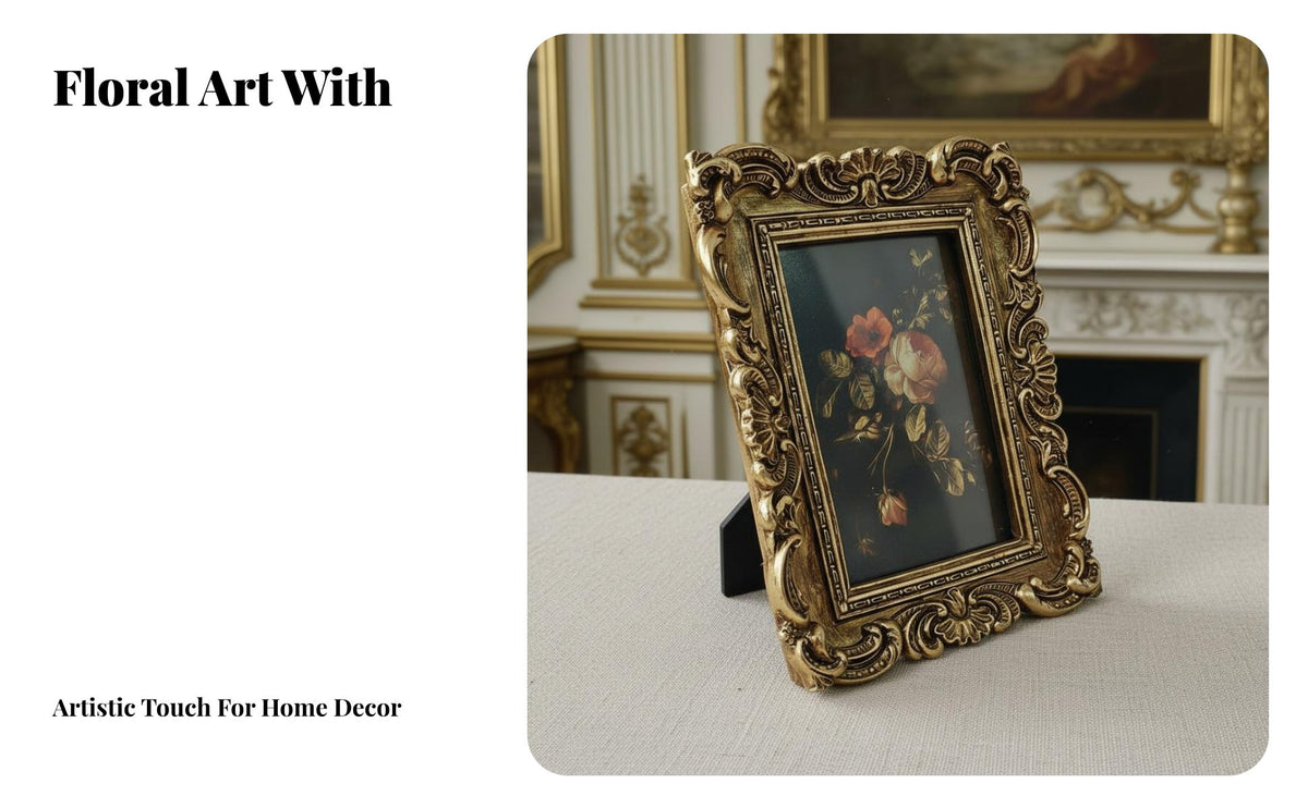 3D Relief Details Ornate Gold Photo Frame Vintage Gold Picture Frame