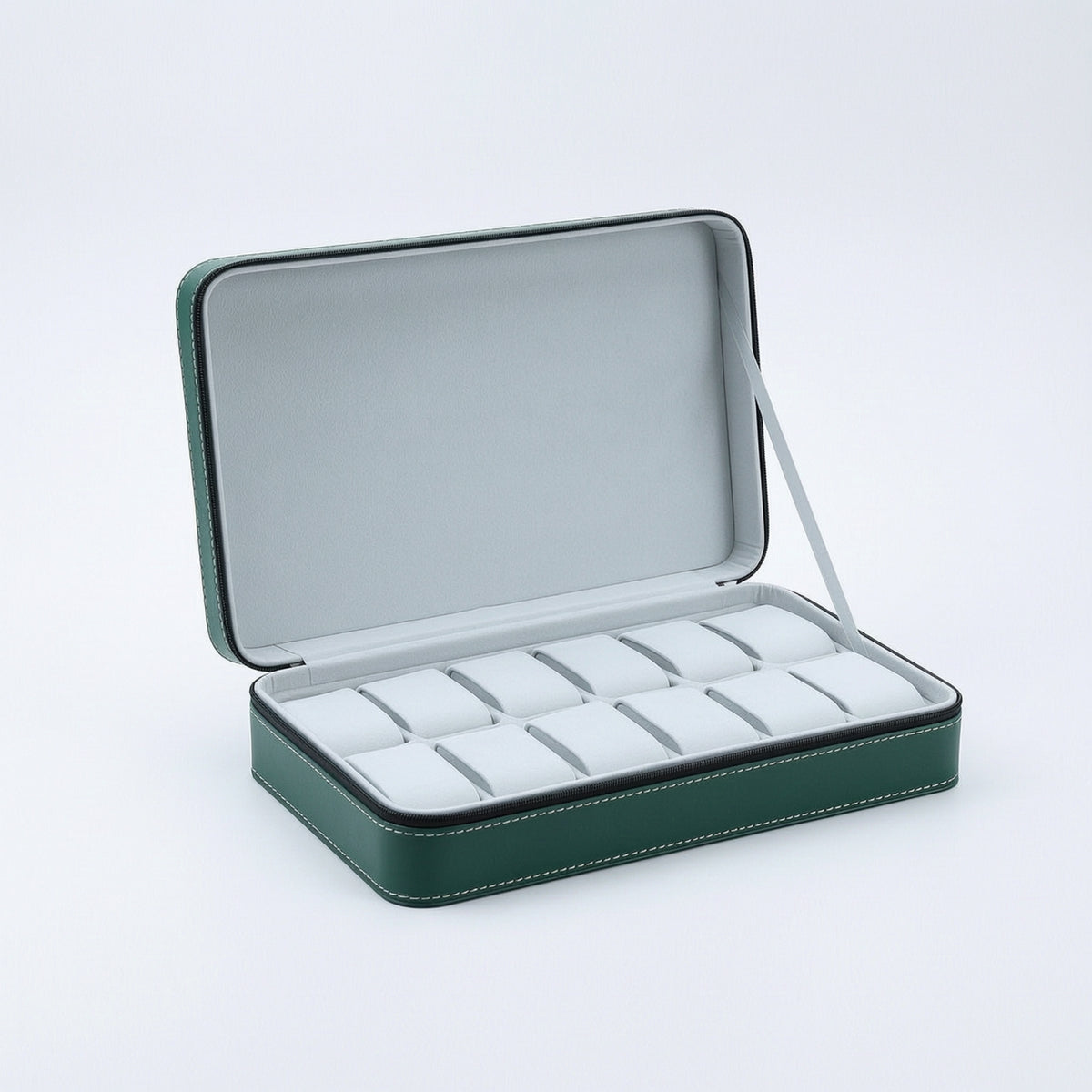 PU Leather Watch Case with 12 Slots Dust-Proof Watch Box with 12 Slots Zip-Around Organizer Hard-Shell for Enthusiasts, Dresser, Travel, Showroom
