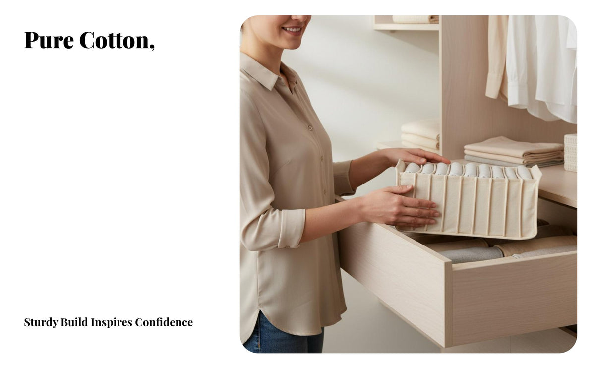 Underwear Sock Storage Box Unrefined Elegance Look Compartment Storage Box Space-Saving Clothes Divider for Families, Adults, Wardrobe, Bedroom