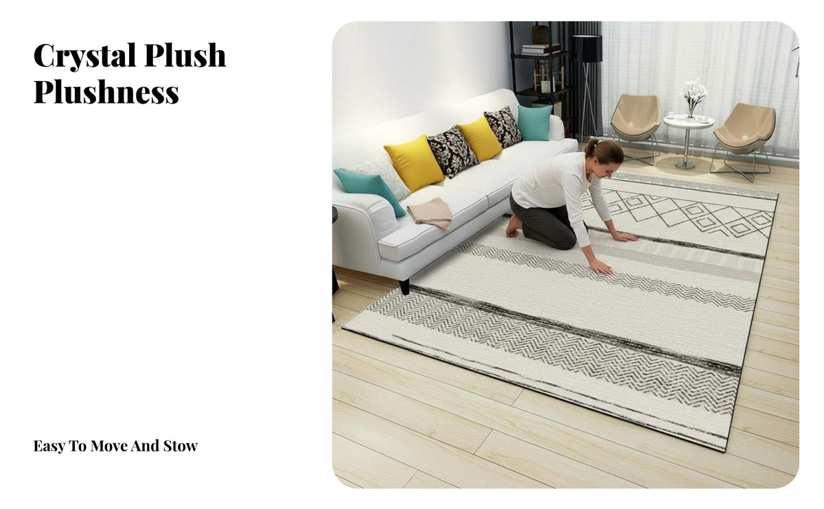 Soft Material Printed Crystal Velvet Rug Fade-Resistant Crystal Velvet Mat Reinforced Edges Foldable Living Room Carpet Odorless for Families, Homeowners, Renters, Bedroom, Entryway, Home Office, Bay Window