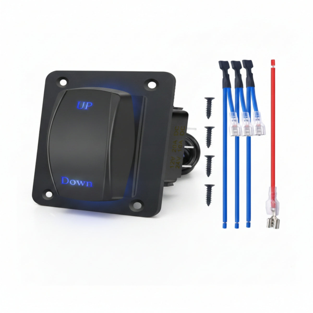 IP68 Waterproof Rocker Switch with Mounting Panel Wired Illuminated Rocker Switch Square Quick Installation for Boaters