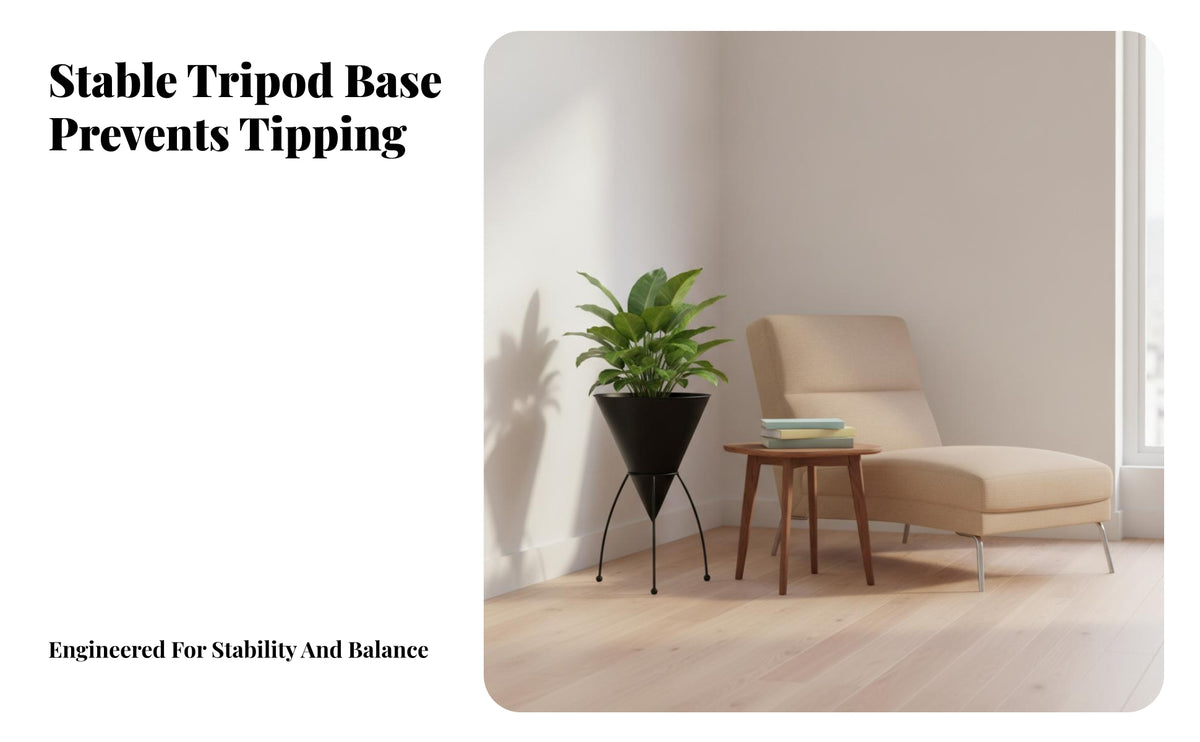Minimalist Conical Planter with Stand | Modern, Cone Plant Pot with Stand, for Living Room