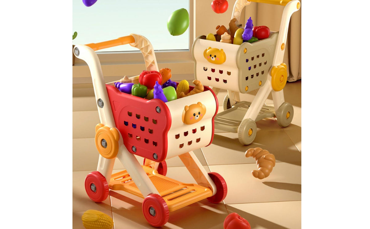 Imaginative Shopping Cart Toy Creative Toy Shopping Cart Pretend Rounded Edges for Toddlers, Preschoolers, Kids, Playroom, Home