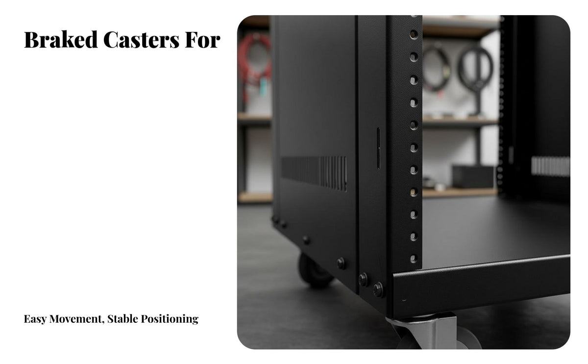 12U Unobstructed Frame Rolling Rack Conventional 19unit Mount Network Cabinet sturdyDuty Apparatus Storage for Audio Professionals, Musicians