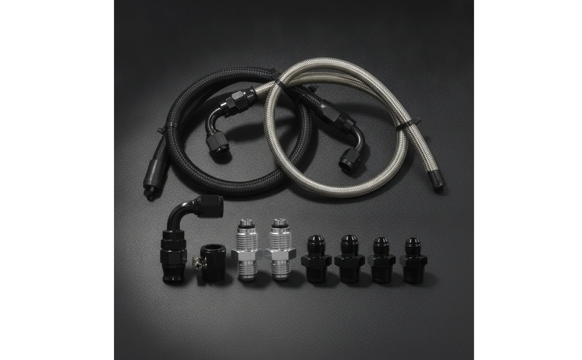 Braided Power Steering Hose Kit Aluminum Alloy Power Steering Line Kit Heavy-Duty Leakseal-Tight for Engine Bay Refresh