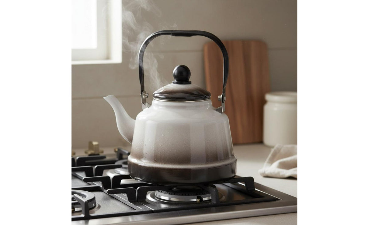 Glossy Glossy Finish Enamel Stovetop Kettle Thickened Body Enamel Tea Kettle Heat-Resistant Whistling Teapot Fast Heating for Cooktop Top, Exposed Flame