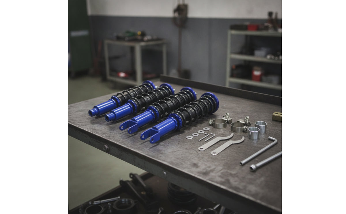 Adjustable Height Coilover Kit Lowering Coilover Shock Absorber Threaded Chassis Struts with Coil Springs Complete for Drivers, Street Builds, Track Days